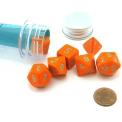 Dice>Polyhedral 7-Die Chessex Lab Dice 4 Set - Heavy Dice Orange with Turquoise - Your Source for Gaming Essentials