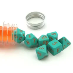 Dice>Polyhedral 7-Die Chessex Lab Dice 4 Set - Heavy Dice Turquoise with Orange - Your Source for Gaming Essentials