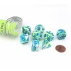 Dice>Polyhedral 7-Die Chessex Lab Dice 5 Set - Festive Garden with Blue - Your Source for Gaming Essentials