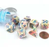 Dice>Polyhedral 7-Die Chessex Lab Dice 5 Set - Festive Kaleidoscope with Blue - Your Source for Gaming Essentials