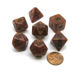 Dice>Polyhedral 7-Die Dice Set-Olympic Pearlized Bronze w/ Black Numbers - Your Source for Gaming Essentials