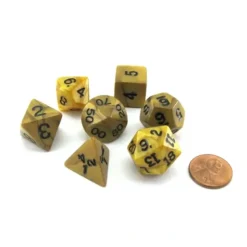 Dice>Polyhedral 7-Die Dice Set-Olympic Pearlized Gold with Black Numbers - Your Source for Gaming Essentials