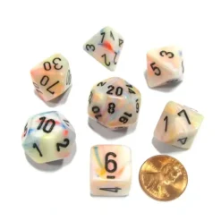 Dice>Polyhedral 7-Die Festive Chessex Dice Set - Circus with Black Numbers - Your Source for Gaming Essentials