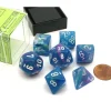Dice>Polyhedral 7-Die Festive Chessex Dice Set - Waterlily with White Numbers - Your Source for Gaming Essentials
