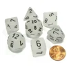 Dice>Polyhedral 7-Die Frosted Chessex Dice Set - Clear with Black Numbers - Your Source for Gaming Essentials