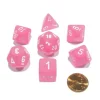 Dice>Polyhedral 7-Die Frosted Chessex Dice Set - Pink with White Numbers - Your Source for Gaming Essentials