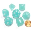 Dice>Polyhedral 7-Die Frosted Chessex Dice Set - Teal with White Numbers - Your Source for Gaming Essentials