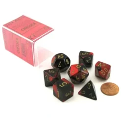 Dice>Polyhedral 7-Die Gemini Chessex Dice Set - Black-Red with Gold Numbers - Your Source for Gaming Essentials