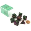 Dice>Polyhedral 7-Die Gemini Chessex Dice Set - Green-Purple with Gold Numbers - Your Source for Gaming Essentials