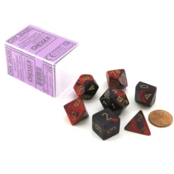 Dice>Polyhedral 7-Die Gemini Chessex Dice Set - Purple-Red with Gold Numbers - Your Source for Gaming Essentials