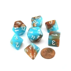 Dice>Polyhedral 7-Die Gemini Chessex Lab Dice 3 Set with Luminary - Copper-Turquoise - Your Source for Gaming Essentials