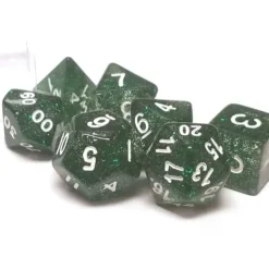 Dice>Polyhedral 7-Die Glitter Dice Set - Green - Your Source for Gaming Essentials