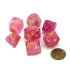 Dice>Polyhedral 7-Die Leaf Lab Dice 2 Chessex Dice with Luminary- Fuschia with Yellow - Your Source for Gaming Essentials