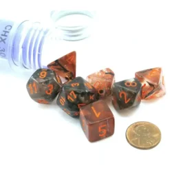 Dice>Polyhedral 7-Die Luminary Chessex Lab Dice 4 - Nebula Copper Matrix with Orange - Your Source for Gaming Essentials