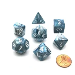 Dice>Polyhedral 7-Die Lustrous Chessex Dice Set - Slate with White Numbers - Your Source for Gaming Essentials