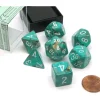 Dice>Polyhedral 7-Die Marble Chessex Dice Set - Oxi-Copper with White Numbers - Your Source for Gaming Essentials