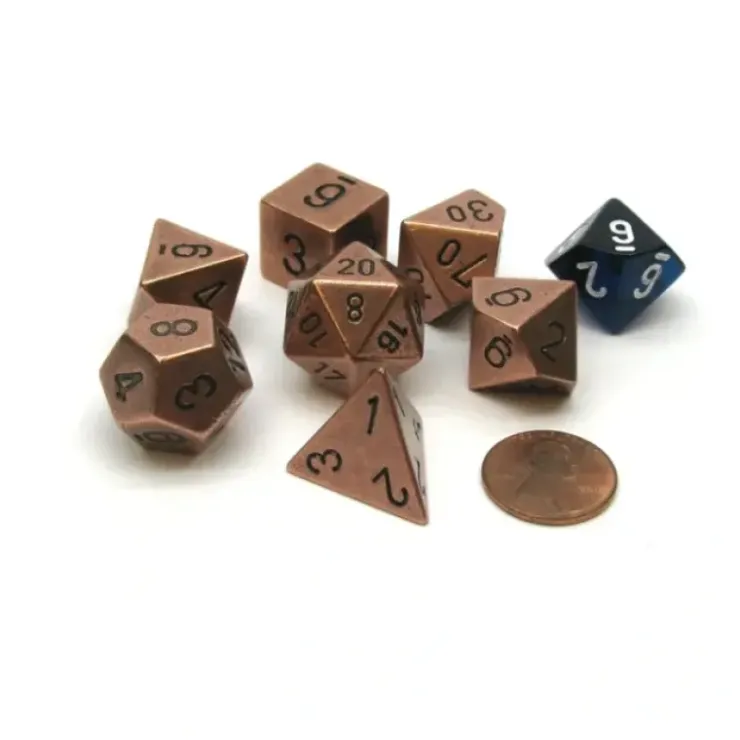Dice>Polyhedral 7-Die Metal Dice Set - Copper Colored - Your Source for Gaming Essentials