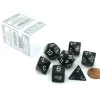 Dice>Polyhedral 7-Die Opaque Chessex Dice Set - Black with White Numbers - Your Source for Gaming Essentials