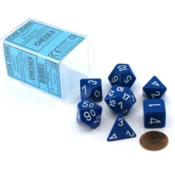 Dice>Polyhedral 7-Die Opaque Chessex Dice Set - Blue with White Numbers - Your Source for Gaming Essentials