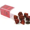 Dice>Polyhedral 7-Die Scarab Chessex Dice Set - Scarlet with Gold Numbers - Your Source for Gaming Essentials