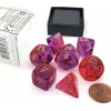 Dice>Polyhedral 7-Die Set, Gemini - Translucent Red-Violet with Gold Numbers - Your Source for Gaming Essentials