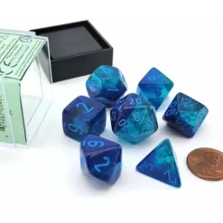 Dice>Polyhedral 7-Die Set, Luminary Gemini - Blue-Blue with Light Blue Numbers - Your Source for Gaming Essentials