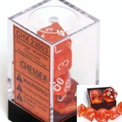 Dice>Polyhedral 7-Die Translucent Chessex Dice Set - Orange - Your Source for Gaming Essentials