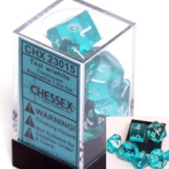 Dice>Polyhedral 7-Die Translucent Chessex Dice Set - Teal - Your Source for Gaming Essentials