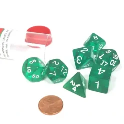 Dice>Polyhedral 7-Die Transparent Dice Set - Green - Your Source for Gaming Essentials