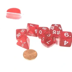 Dice>Polyhedral 7-Die Transparent Dice Set - Red - Your Source for Gaming Essentials