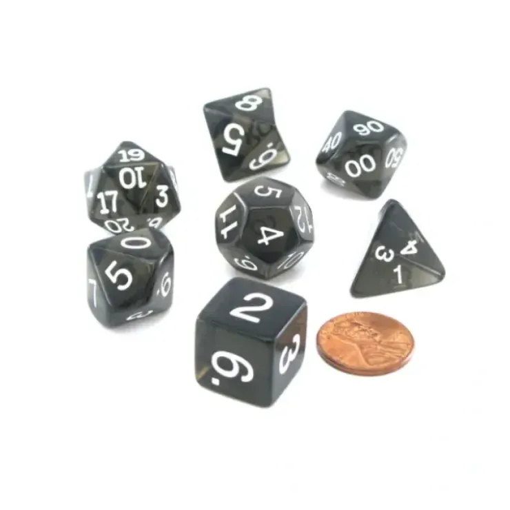Dice>Polyhedral 7-Die Transparent Dice Set - Smoke - Your Source for Gaming Essentials
