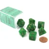 Dice>Polyhedral 7-Die Vortex Chessex Dice Set - Green with Gold Numbers - Your Source for Gaming Essentials