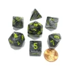 Dice>Polyhedral 7-Die Vortex Chessex Dice Set - Black with Yellow Numbers - Your Source for Gaming Essentials
