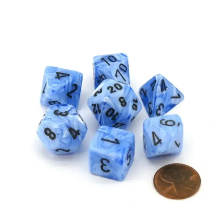 Dice>Polyhedral 7-Die Vortex Lab Dice 2 Chessex Dice Set-Snow Blue with Black Numbers - Your Source for Gaming Essentials
