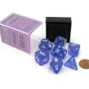 Dice>Polyhedral DnD 7-Dice Set, Luminary Borealis - Purple with White Numbers - Your Source for Gaming Essentials