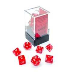Dice>Polyhedral Mini 7-Die Set, Translucent - Red with White Numbers - Your Source for Gaming Essentials
