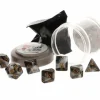 Dice>Polyhedral 7-Piece DnD Pizza Dungeon Dice Set - Dual White & Black - Your Source for Gaming Essentials
