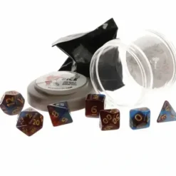 Dice>Polyhedral 7-Piece DnD Pizza Dungeon Dice Set - Boss Red & Blue Nebula - Your Source for Gaming Essentials
