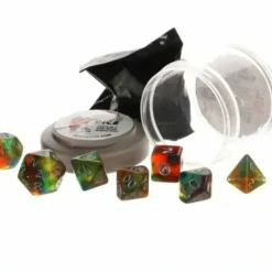 Dice>Polyhedral 7-Piece DnD Pizza Dungeon Dice Set - Boss Warm Nebula - Your Source for Gaming Essentials