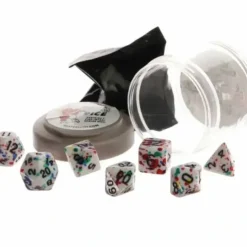 Dice>Polyhedral 7-Piece DnD Pizza Dungeon Dice Set - Lucky Rainbow Paint - Your Source for Gaming Essentials