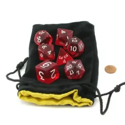Dice>Polyhedral 7 Piece Jumbo Transparent Dice Set in Bag - Red with White Numbers - Your Source for Gaming Essentials