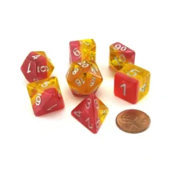 Dice>Polyhedral 7-Piece Layered Dice Set - Yellow Rose - Your Source for Gaming Essentials