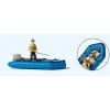 Preiser 10687 HO Blue Dinghy with Fisherman Figure - Your Source for Gaming Essentials* Trains