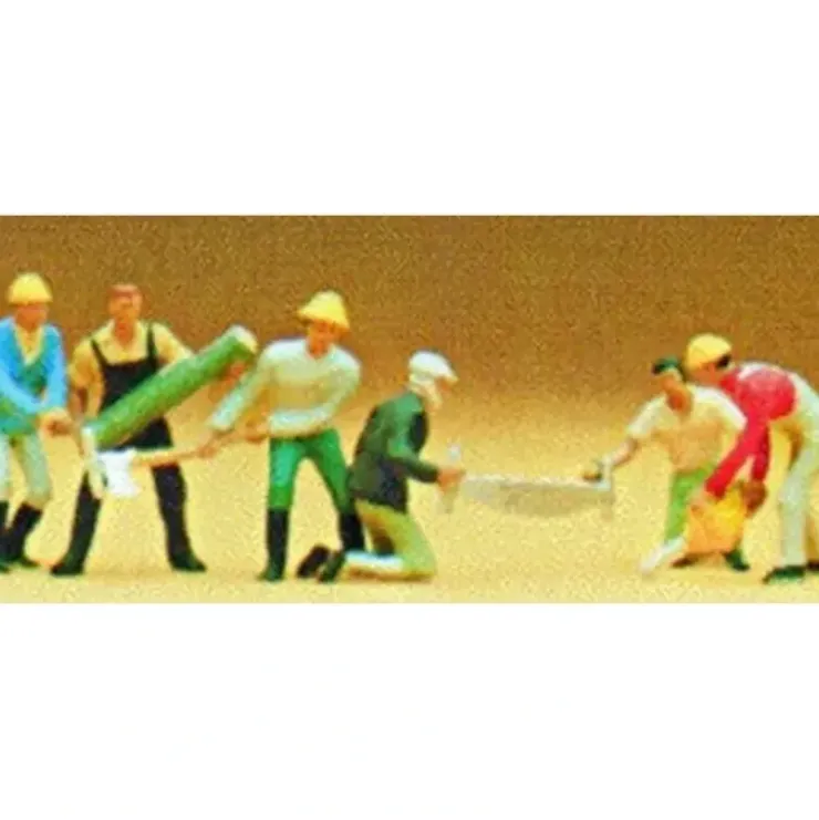 Preiser 10042 HO Lumber Jacks Figures with Tools & Log (Set of 6) - Your Source for Gaming Essentials* Trains