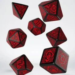 Dice>Q-Workshop Celtic Dice Set 3D Black with Red (7 Piece Set) - Your Source for Gaming Essentials