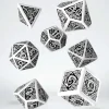 Dice>Q-Workshop Celtic Dice Set 3D White with Black (7 Piece Polyhedral Set) - Your Source for Gaming Essentials