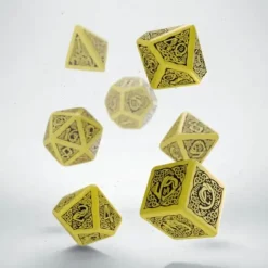 Dice>Q-Workshop Celtic Dice Set 3D Yellow/Black (7) #SCER13 - Your Source for Gaming Essentials