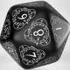 Dice>Q-Workshop CG Level Counter D20 Dice - Black with White Etches - Your Source for Gaming Essentials
