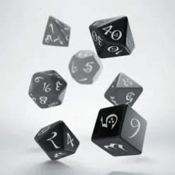 Dice>Q-Workshop Classic RPG Dice Set Black with White Etches (7 Piece Set) - Your Source for Gaming Essentials