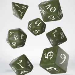 Dice>Q-Workshop Classic RPG Dice Set - Olive with White (7 Pieces) - Your Source for Gaming Essentials